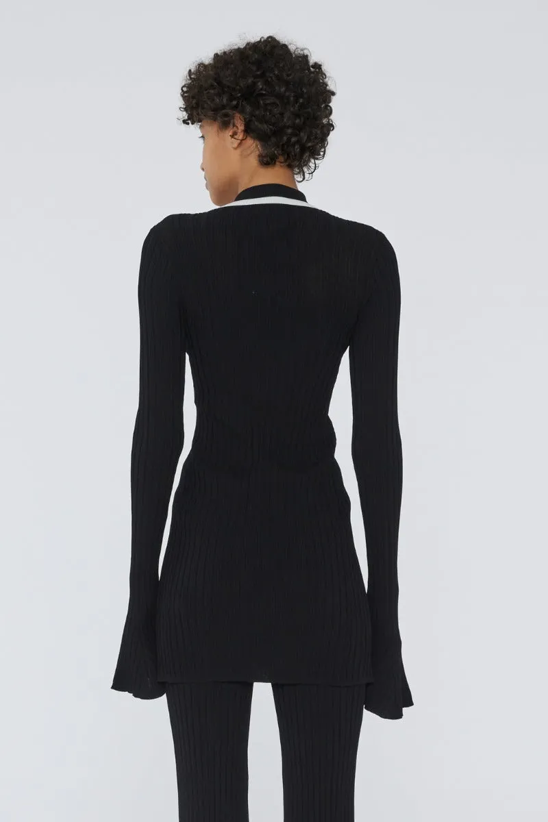 Knit Slim Cardigan - Black Comb.