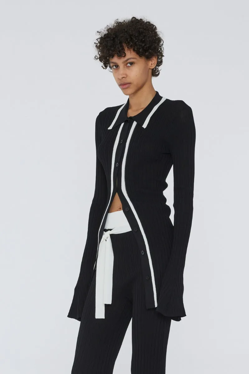 Knit Slim Cardigan - Black Comb.