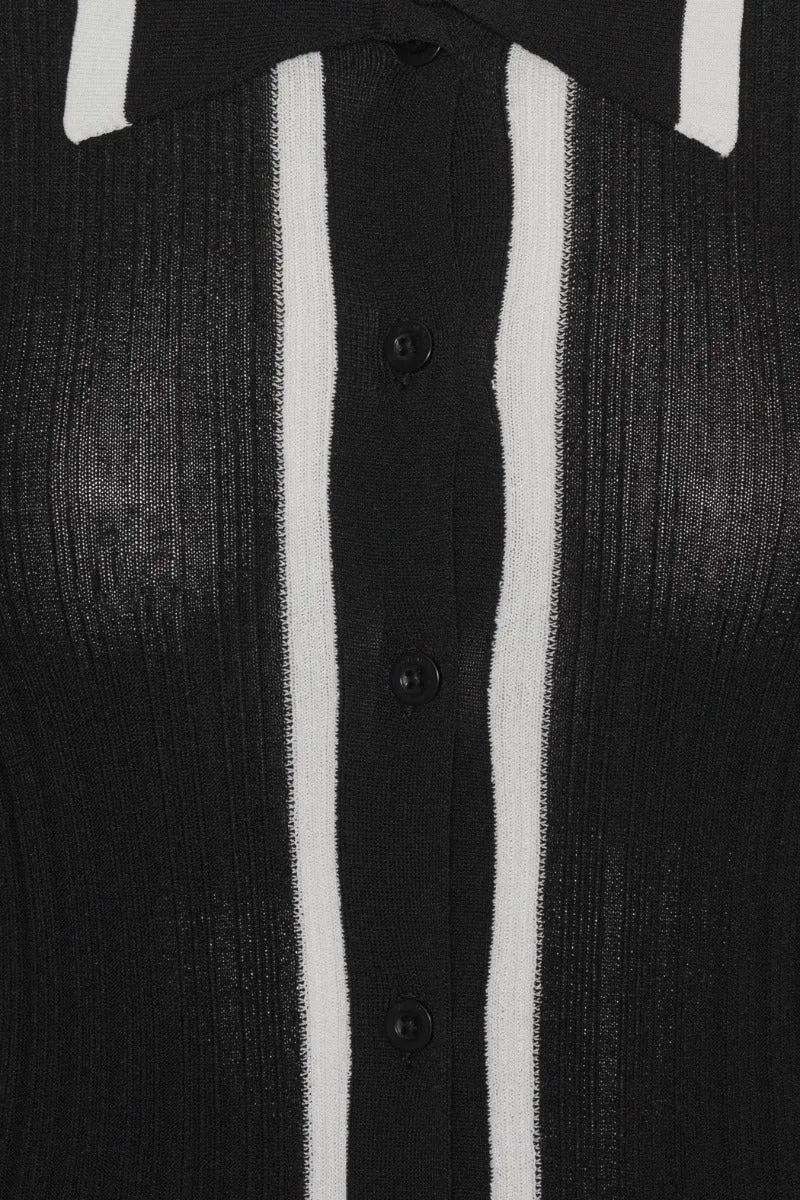 Knit Slim Cardigan - Black Comb.