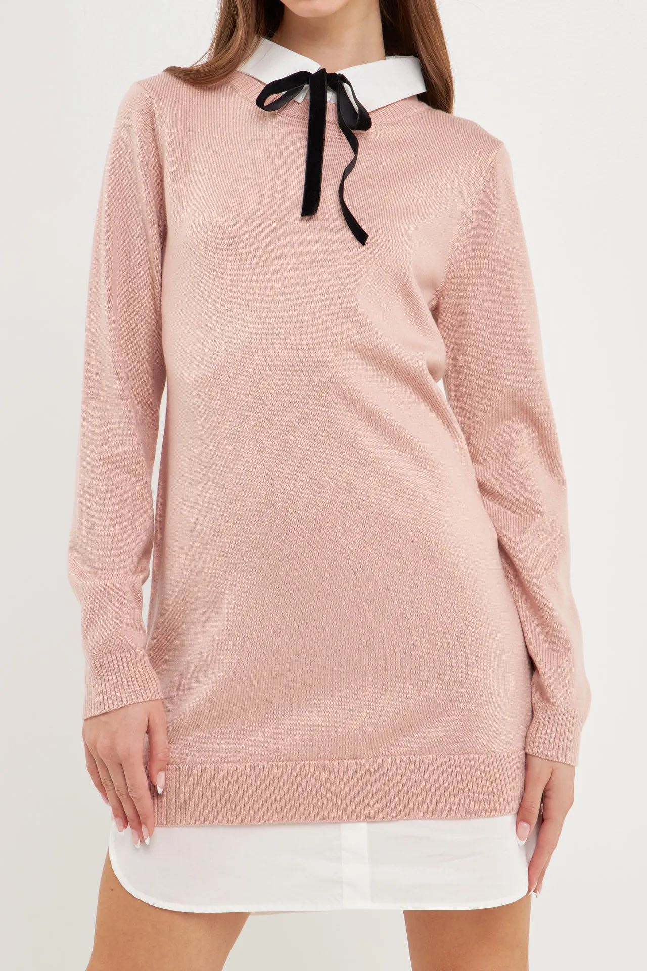 Knit Sweater Mini Dress with Bow