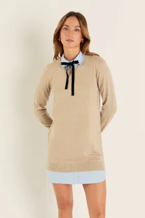 Knit Sweater Mini Dress with Bow