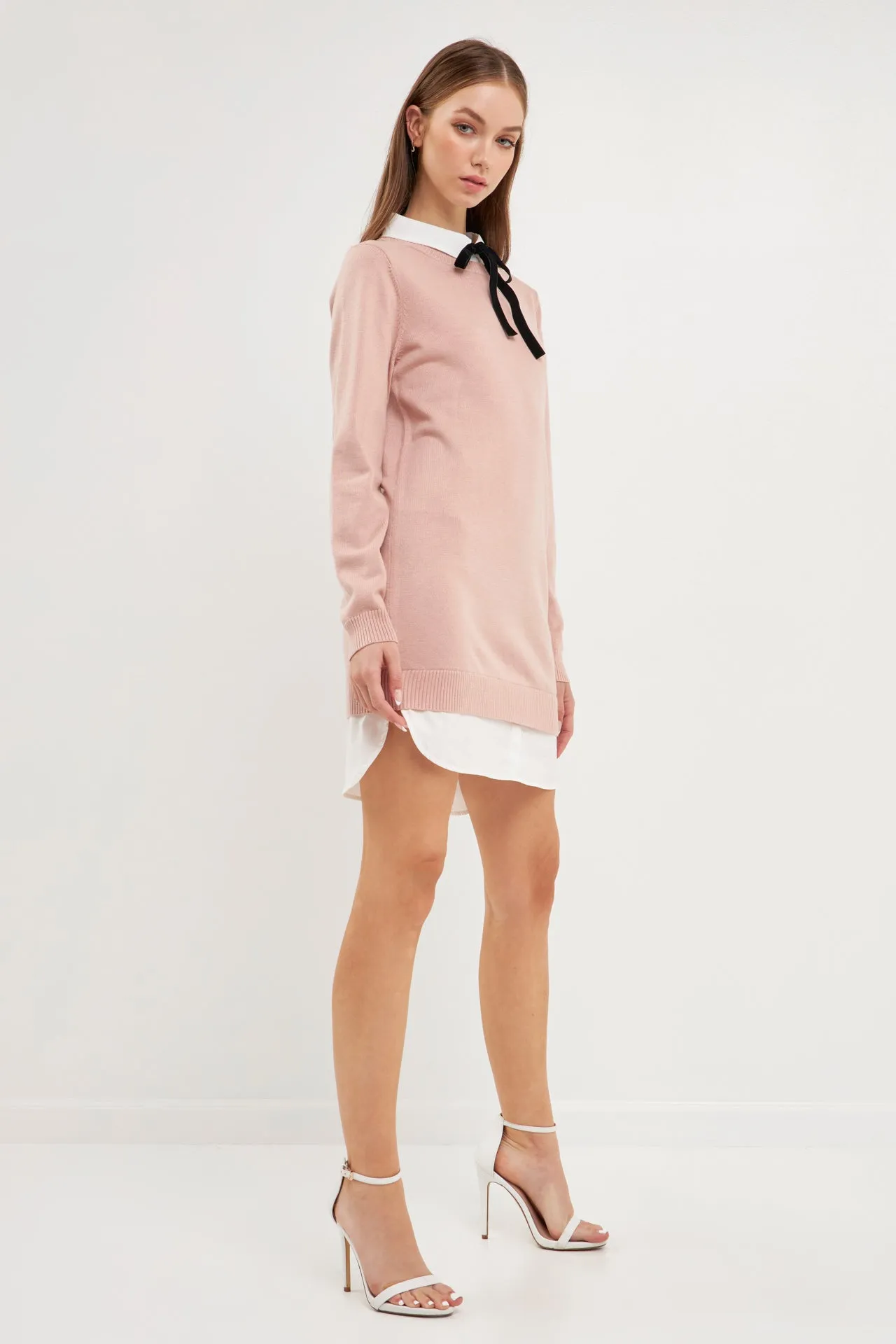 Knit Sweater Mini Dress with Bow