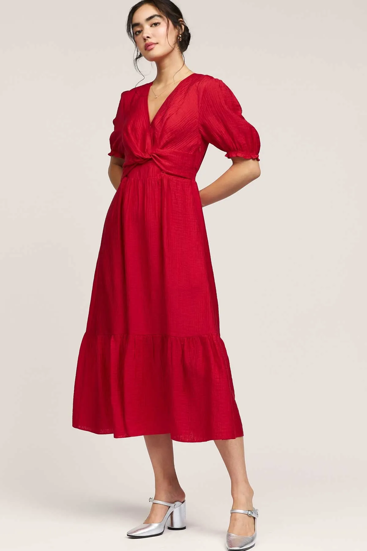 Lady In Red Twist Front Dress
