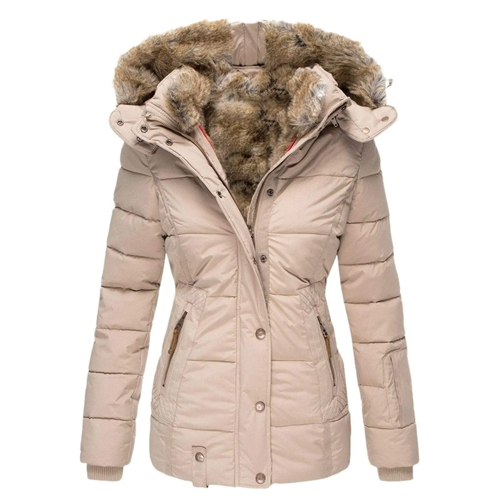 Long Warm Winter Trench Coat with Thick Lapel for Women