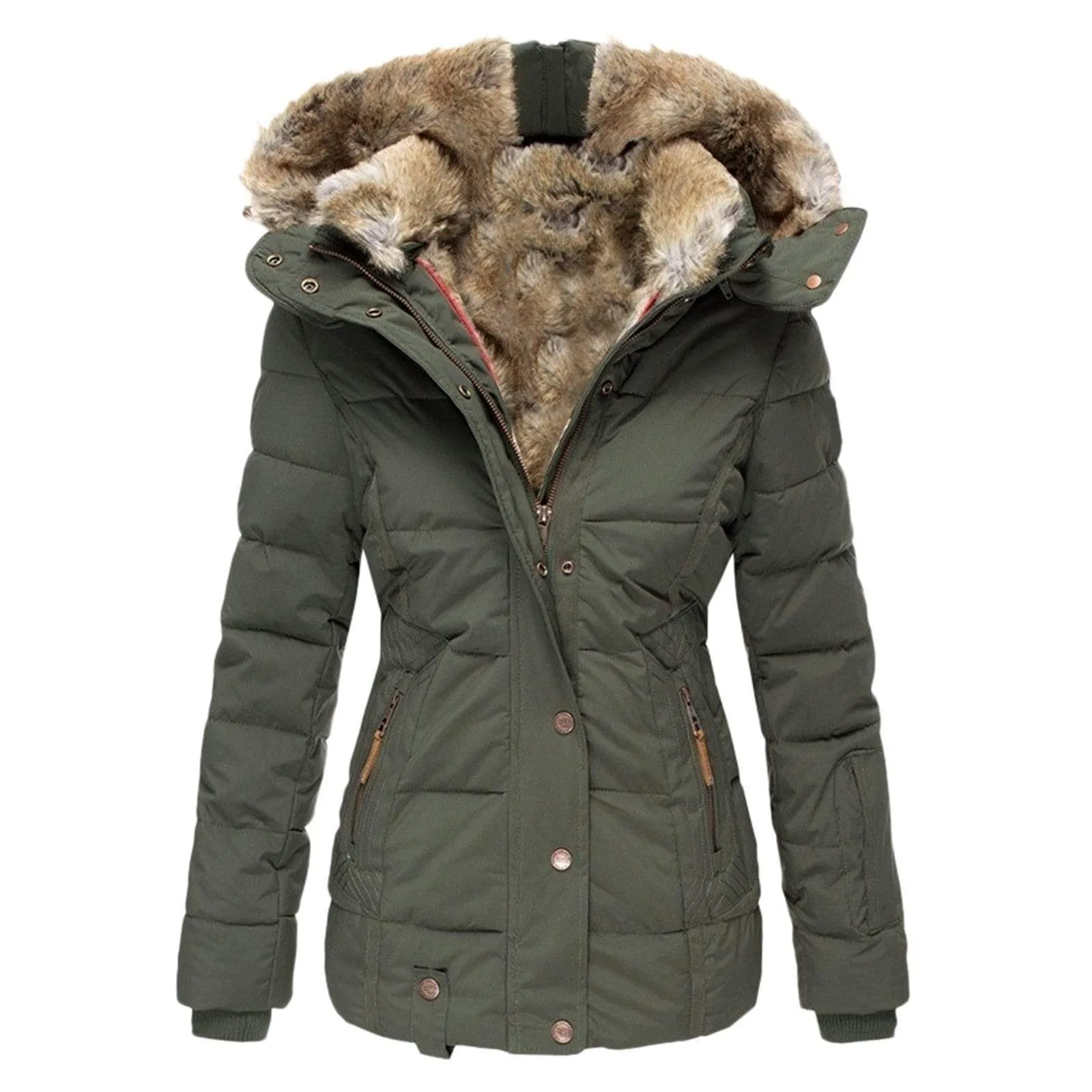 Long Warm Winter Trench Coat with Thick Lapel for Women