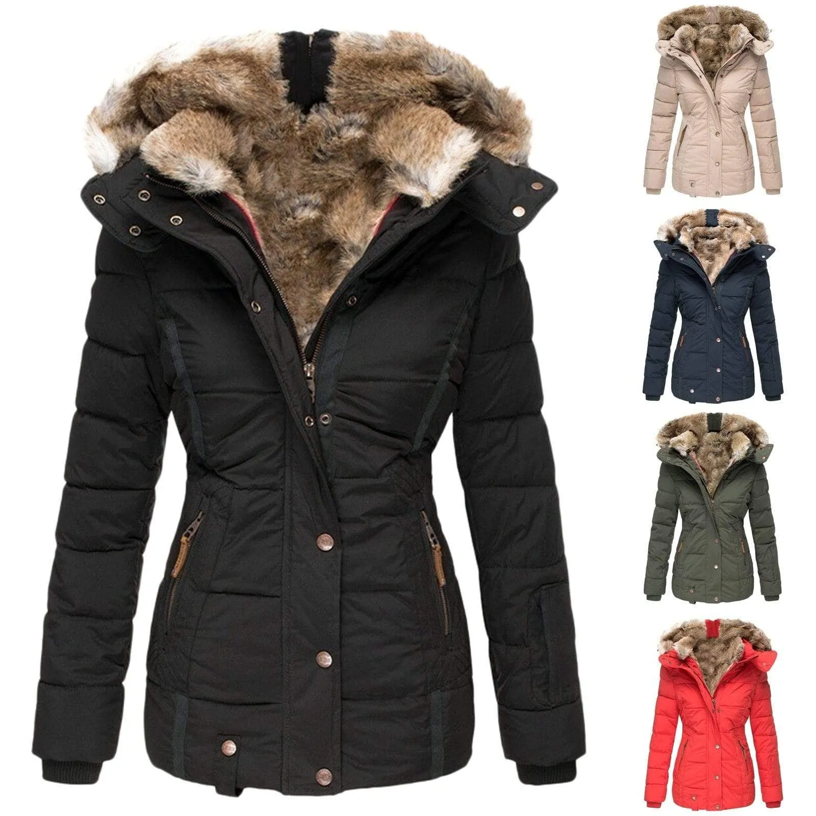 Long Warm Winter Trench Coat with Thick Lapel for Women