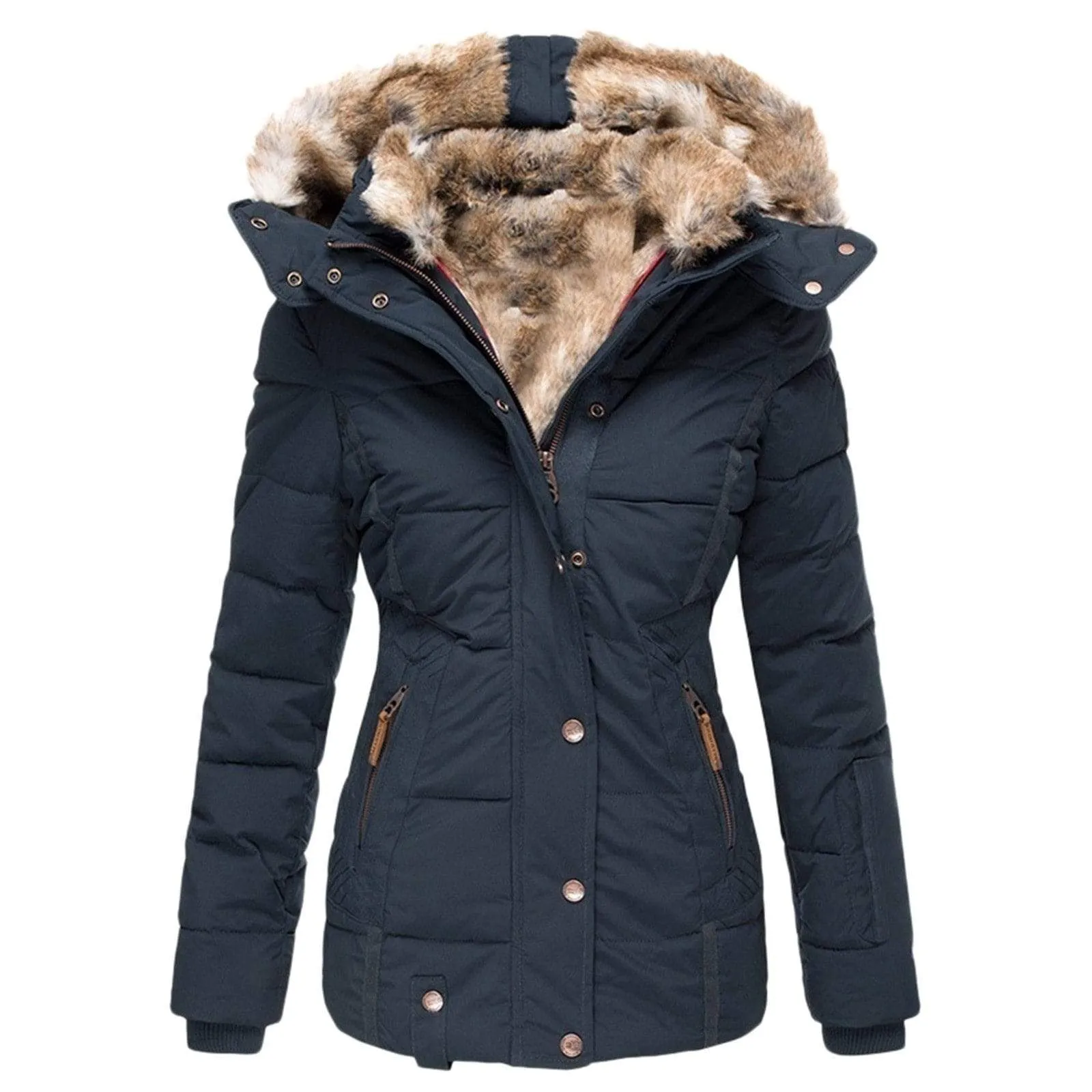 Long Warm Winter Trench Coat with Thick Lapel for Women