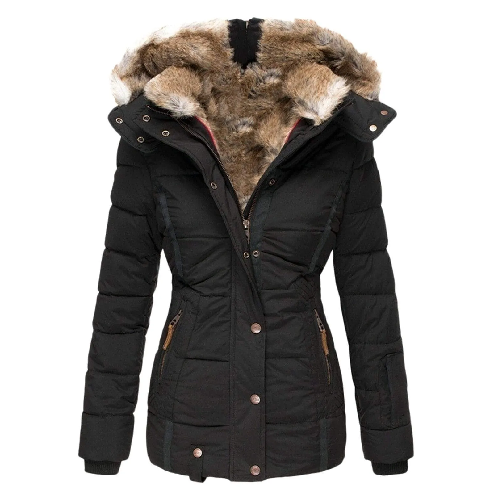 Long Warm Winter Trench Coat with Thick Lapel for Women
