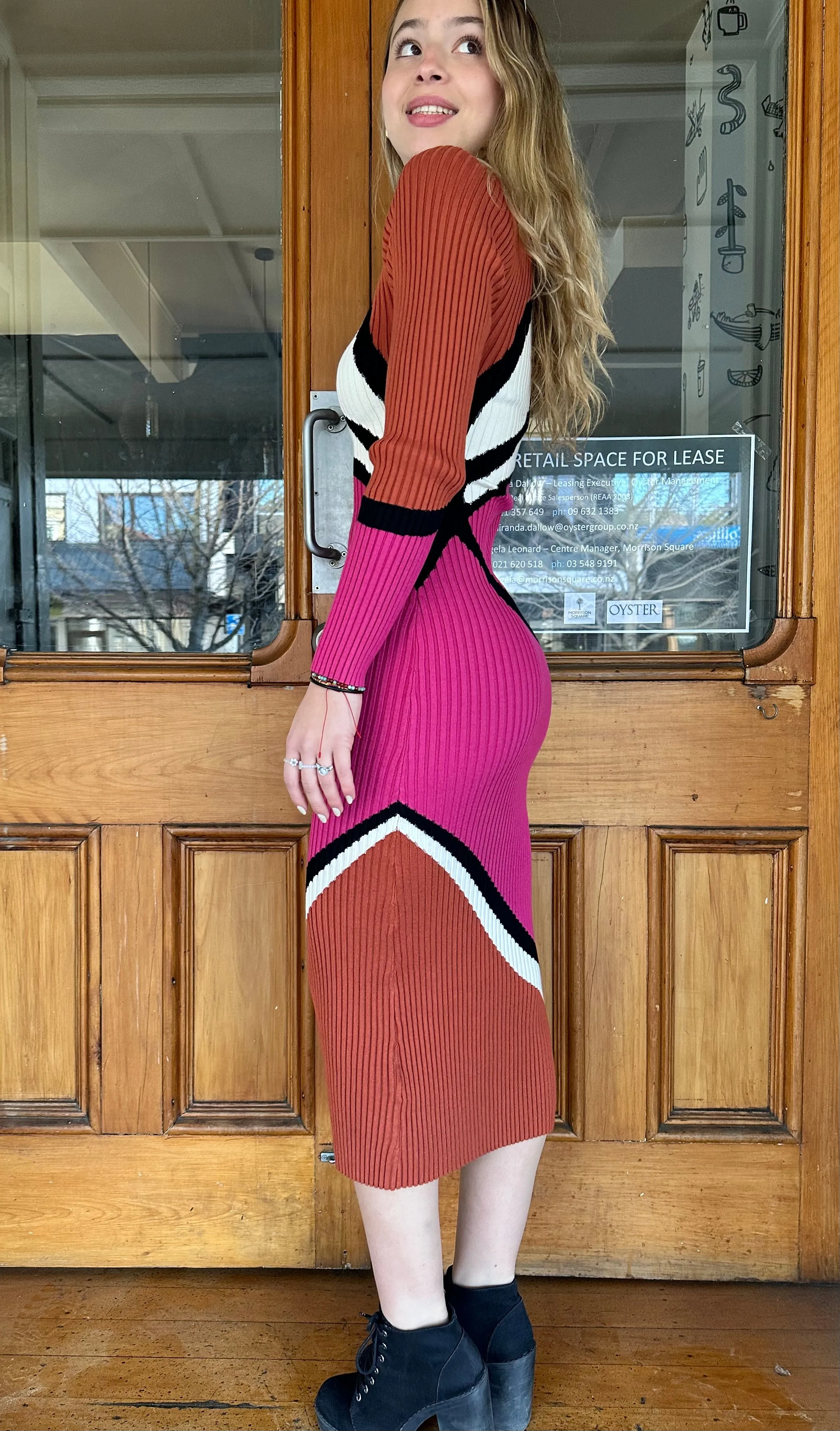 Lorna Knit Midi Dress Abstract Print