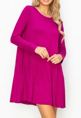 Magenta Long Sleeve Knit Dress