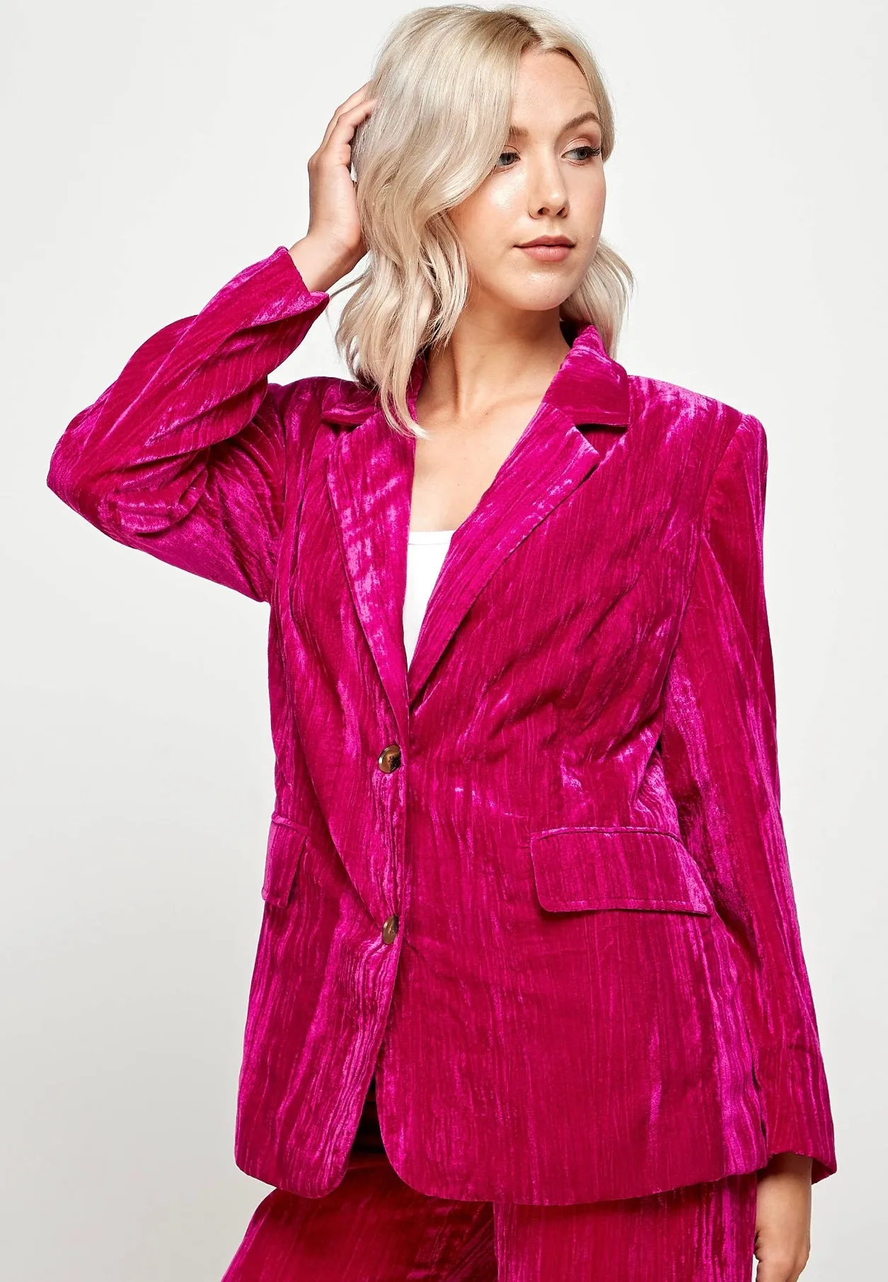 Magic Touch Crinkle Velvet Blazer