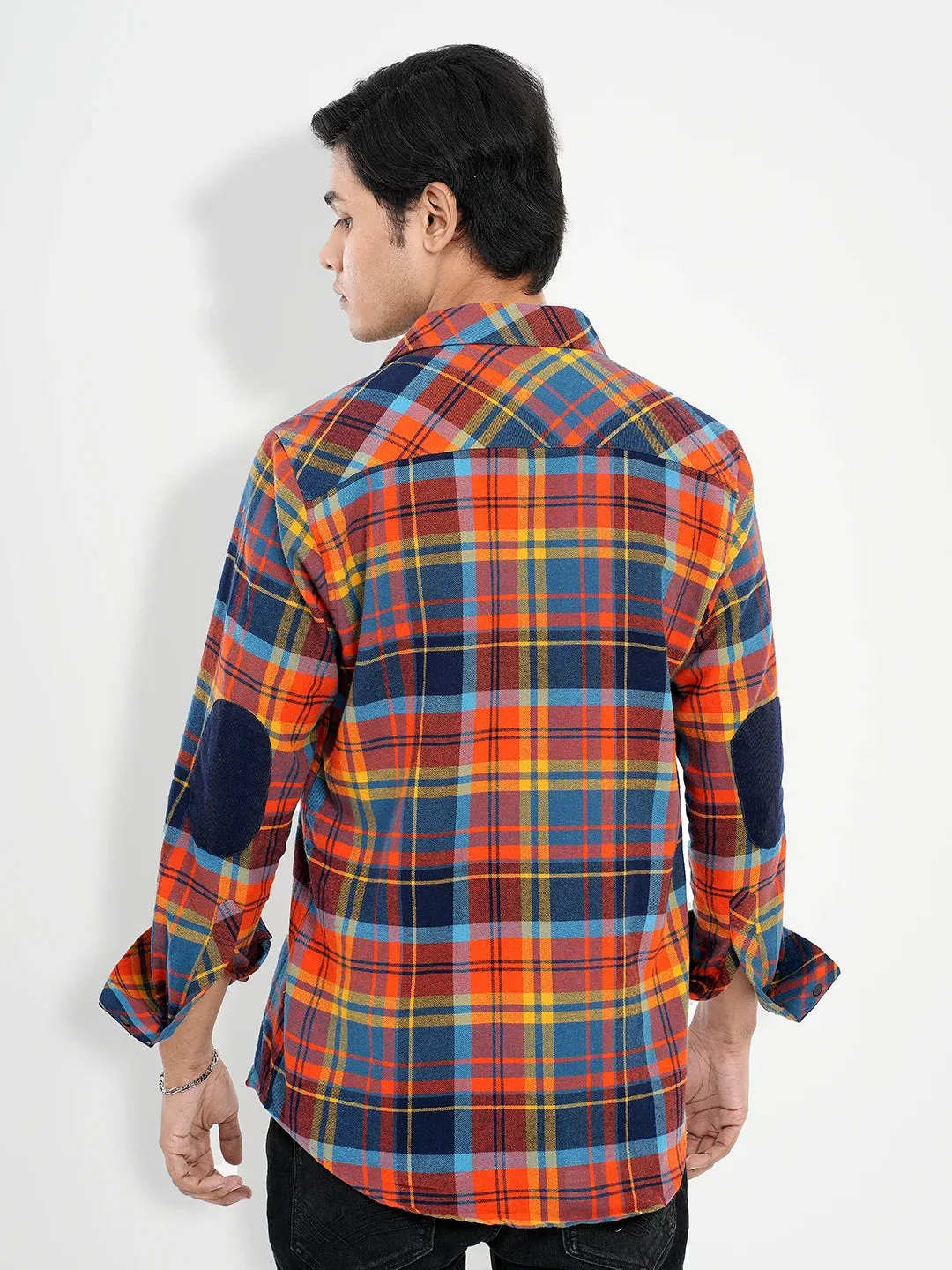 Men's Casual Full Sleeve Flannel Shirt in Decorative Corduroy Fabric Design