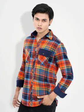 Men's Casual Full Sleeve Flannel Shirt in Decorative Corduroy Fabric Design