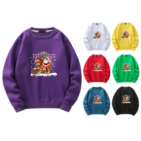 Men's Christmas Cat Print Crew Neck Sweatshirt