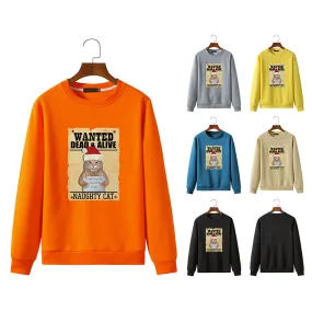 Men's Christmas Cat Print Round Neck Long Sleeve Sweatshirt