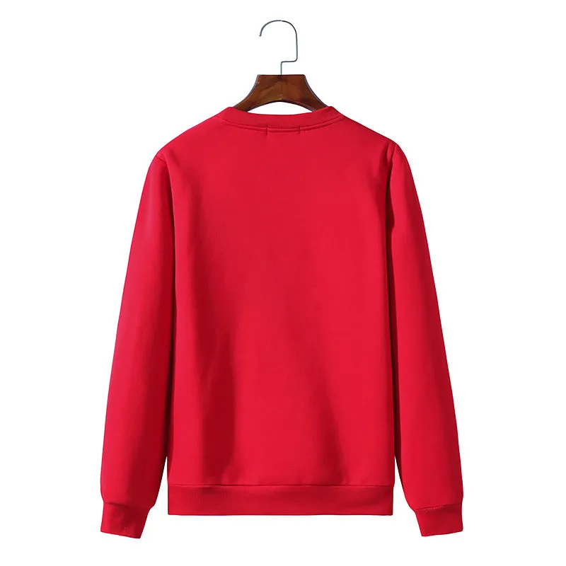Men's Christmas Cat Print Round Neck Long Sleeve Sweatshirt