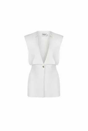 Mola Straight Sleeveless Taffeta Blazer