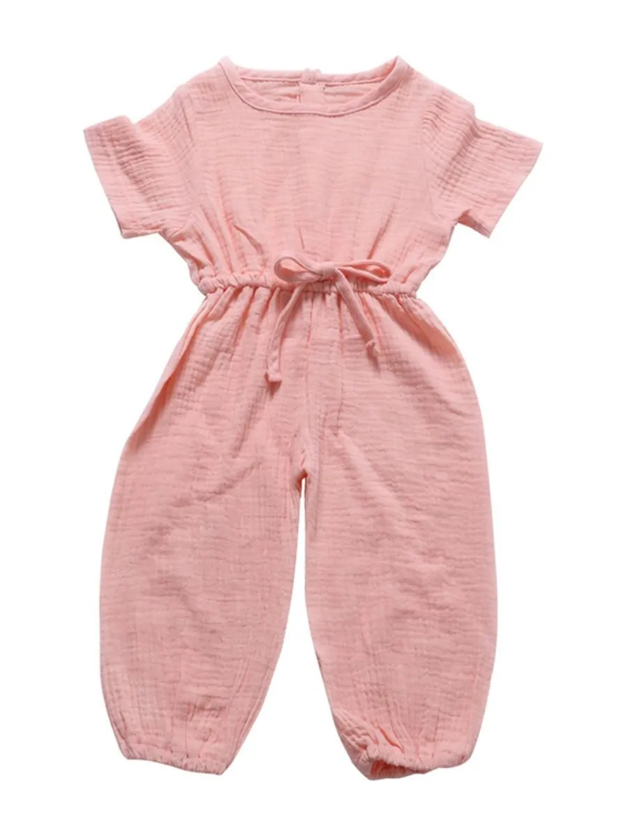 Muslin Solid Color Elasticity Overall