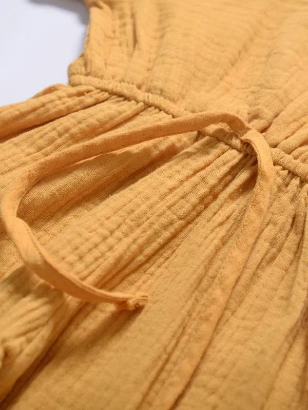 Muslin Solid Color Elasticity Overall
