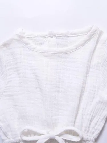 Muslin Solid Color Elasticity Overall