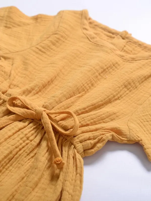 Muslin Solid Color Elasticity Overall