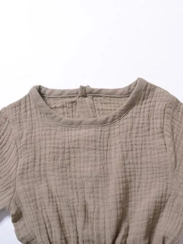 Muslin Solid Color Elasticity Overall