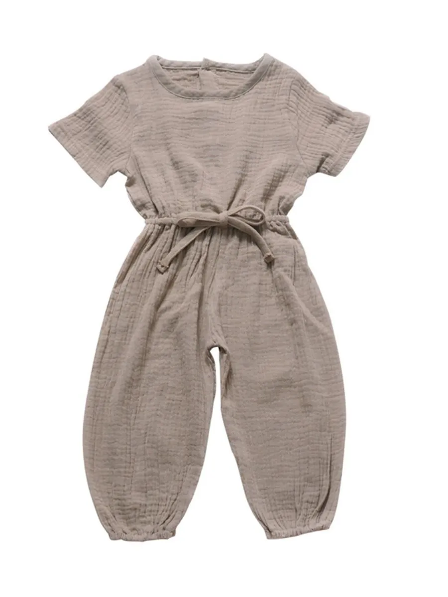 Muslin Solid Color Elasticity Overall