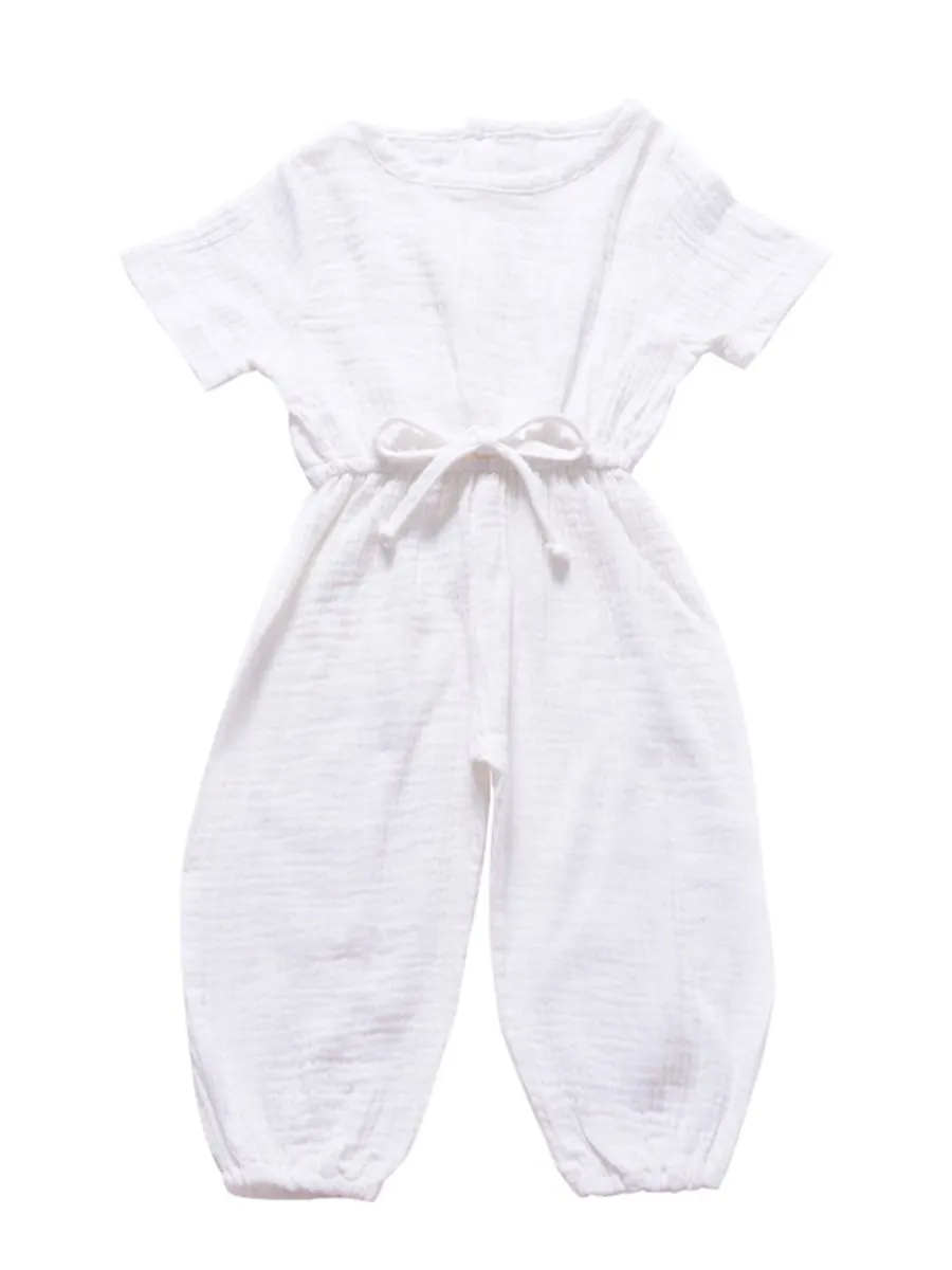 Muslin Solid Color Elasticity Overall