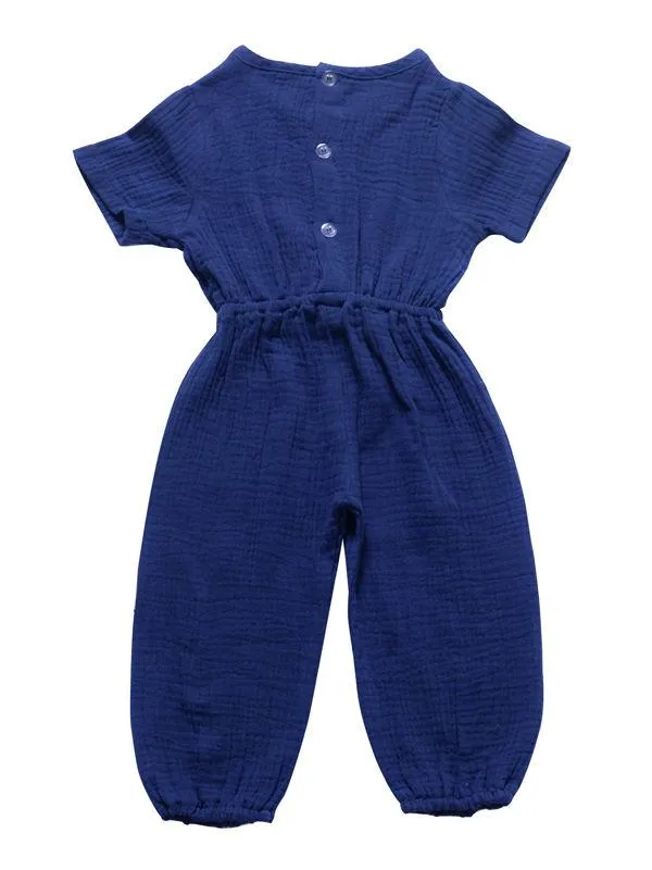 Muslin Solid Color Elasticity Overall