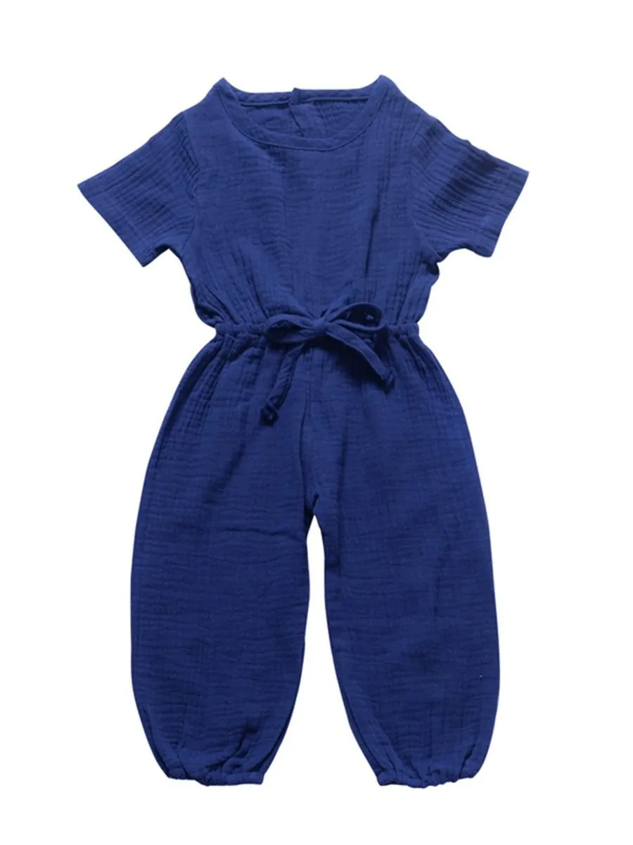 Muslin Solid Color Elasticity Overall
