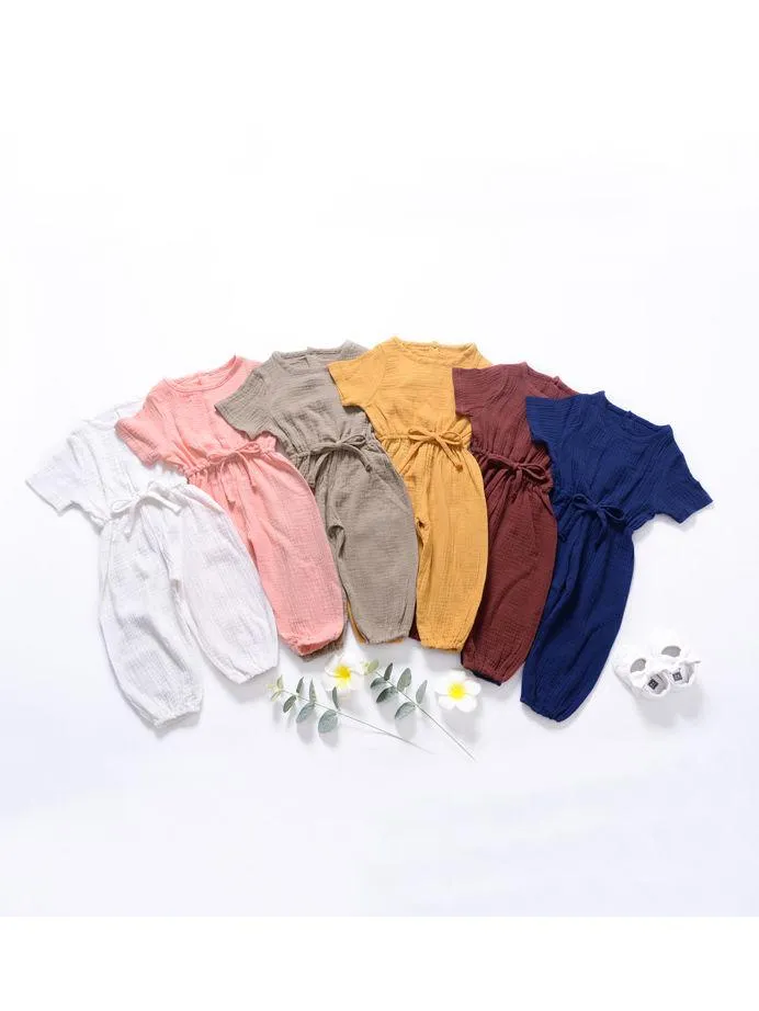 Muslin Solid Color Elasticity Overall