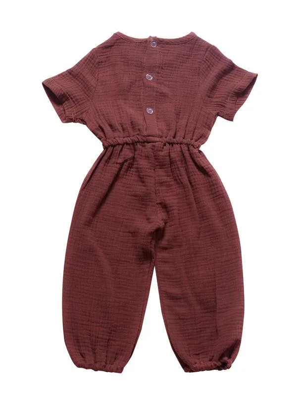 Muslin Solid Color Elasticity Overall