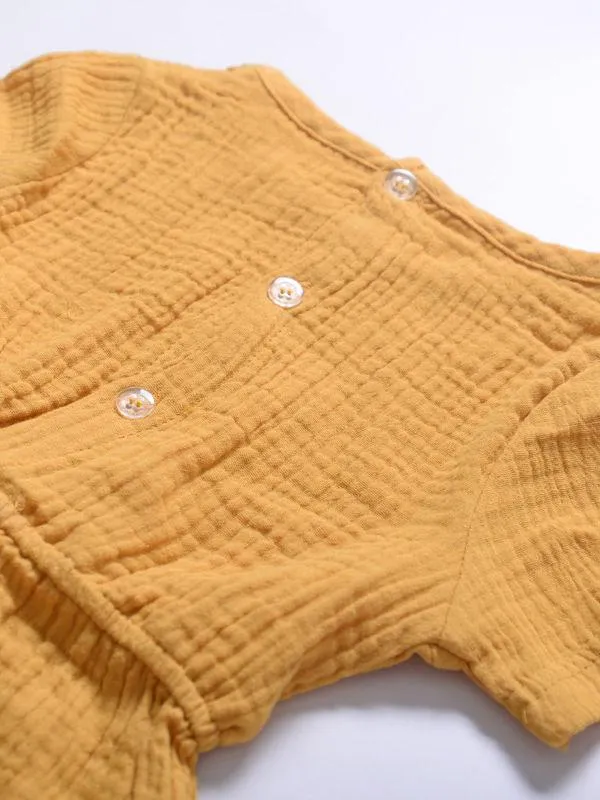Muslin Solid Color Elasticity Overall