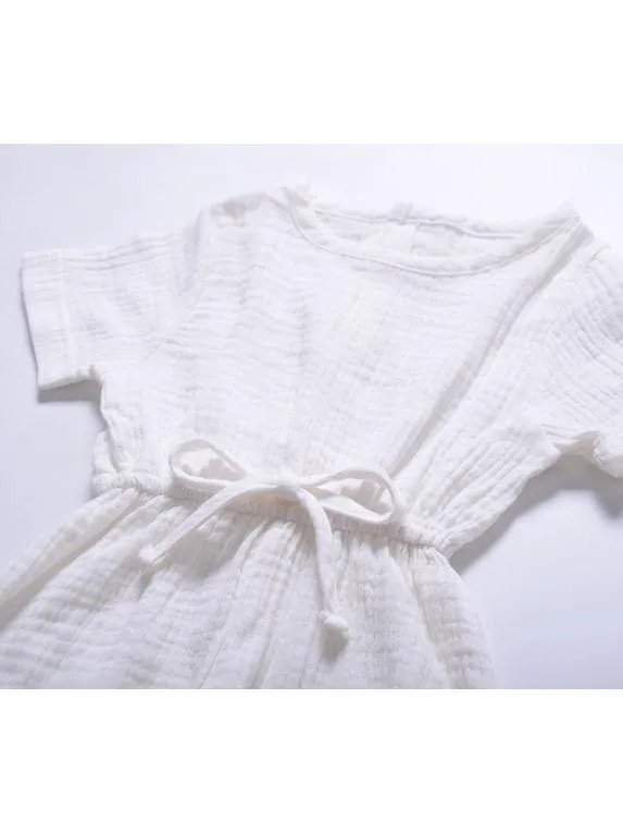 Muslin Solid Color Elasticity Overall