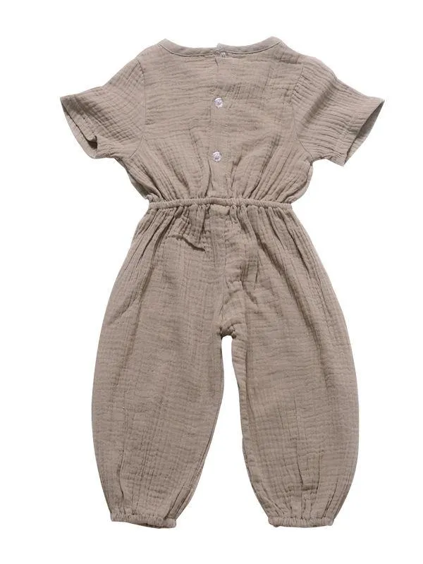 Muslin Solid Color Elasticity Overall