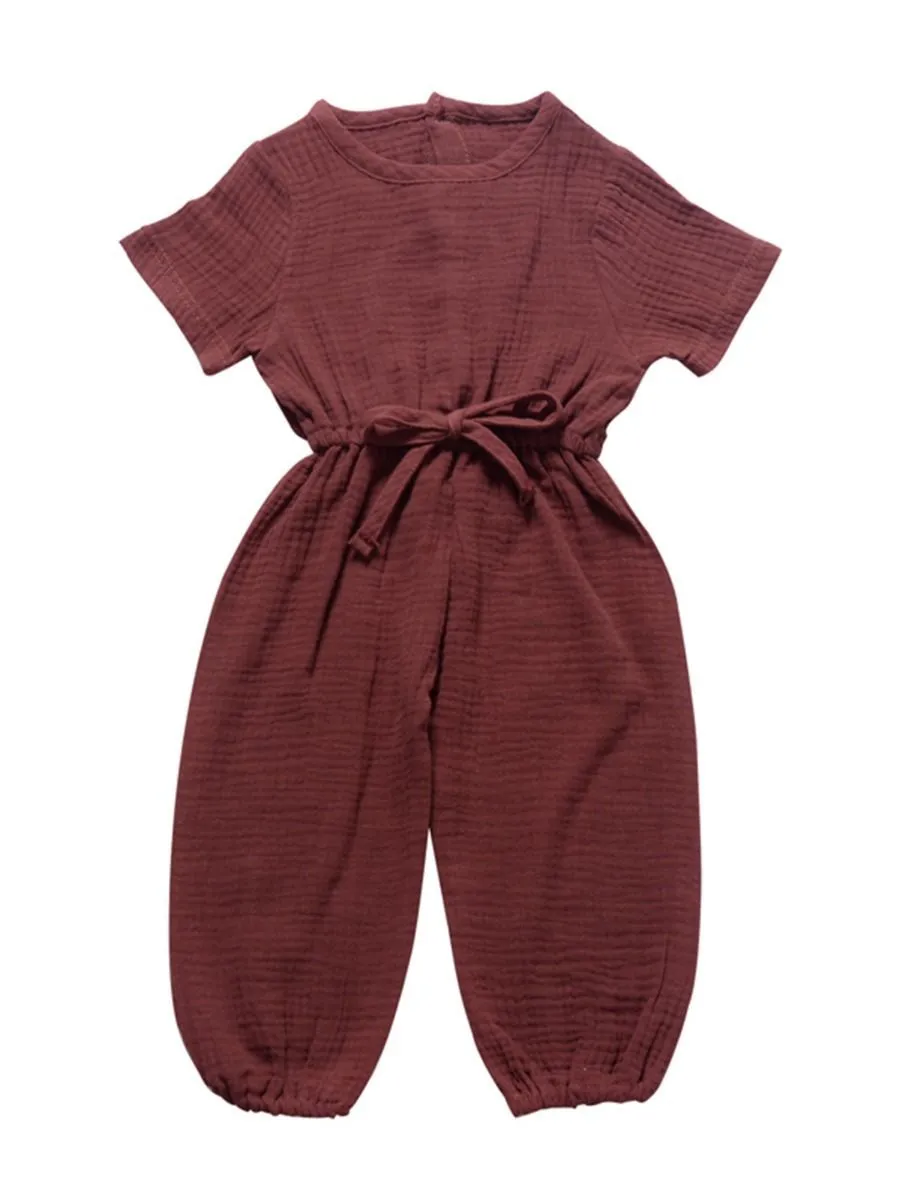 Muslin Solid Color Elasticity Overall