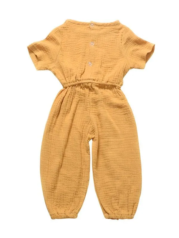 Muslin Solid Color Elasticity Overall