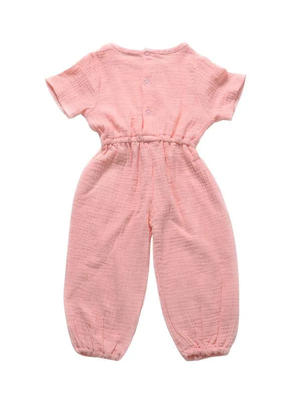 Muslin Solid Color Elasticity Overall