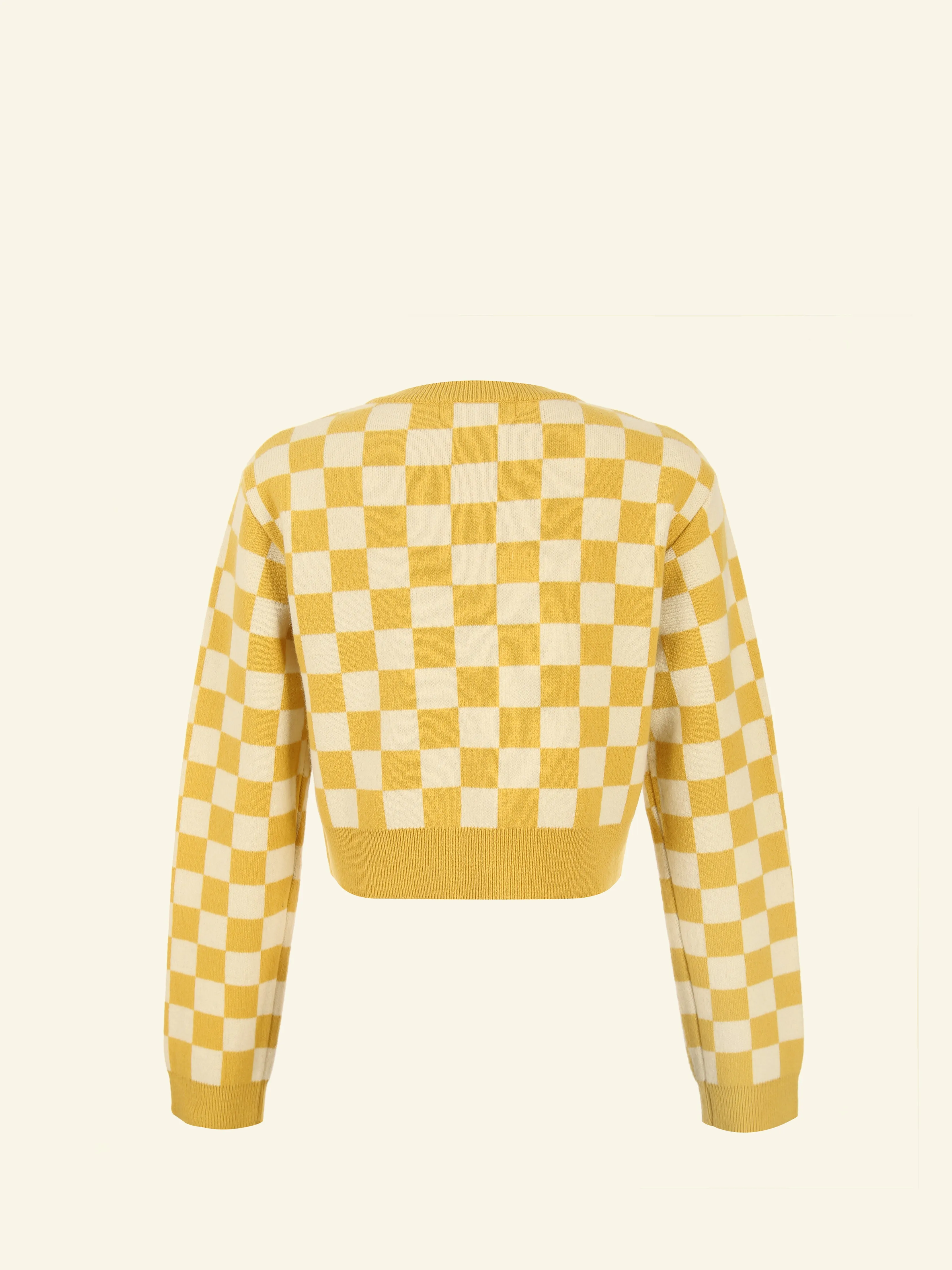 NAMI Checkered Cardigan & Skirt Set - Yellow