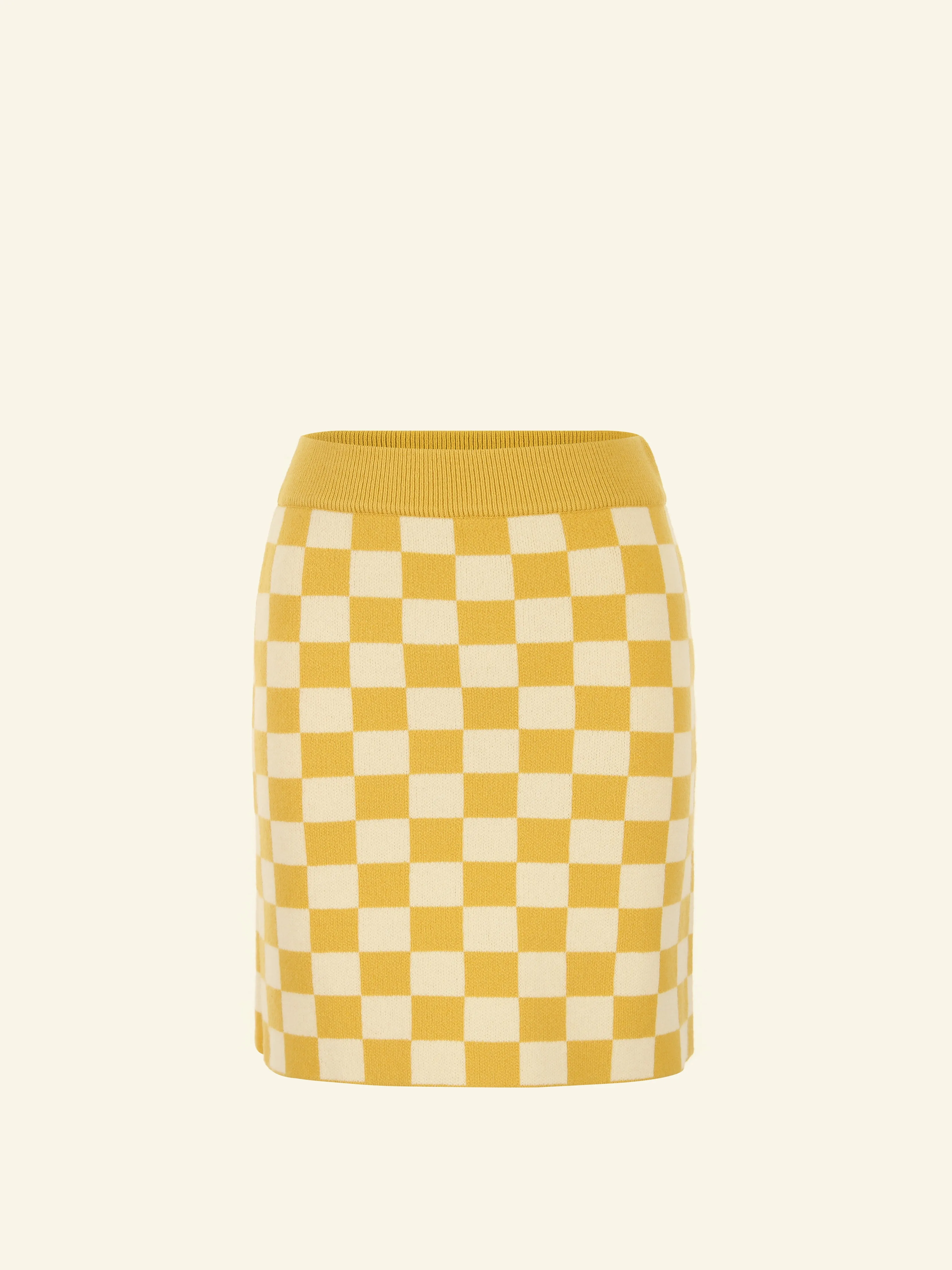 NAMI Checkered Cardigan & Skirt Set - Yellow