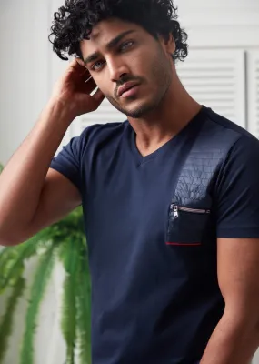Navy Zipper & Quilted Tee