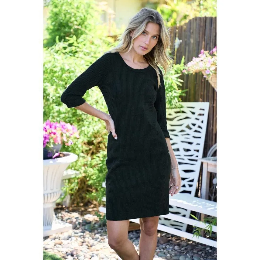 Night Out Fitted Rib Dress - Black