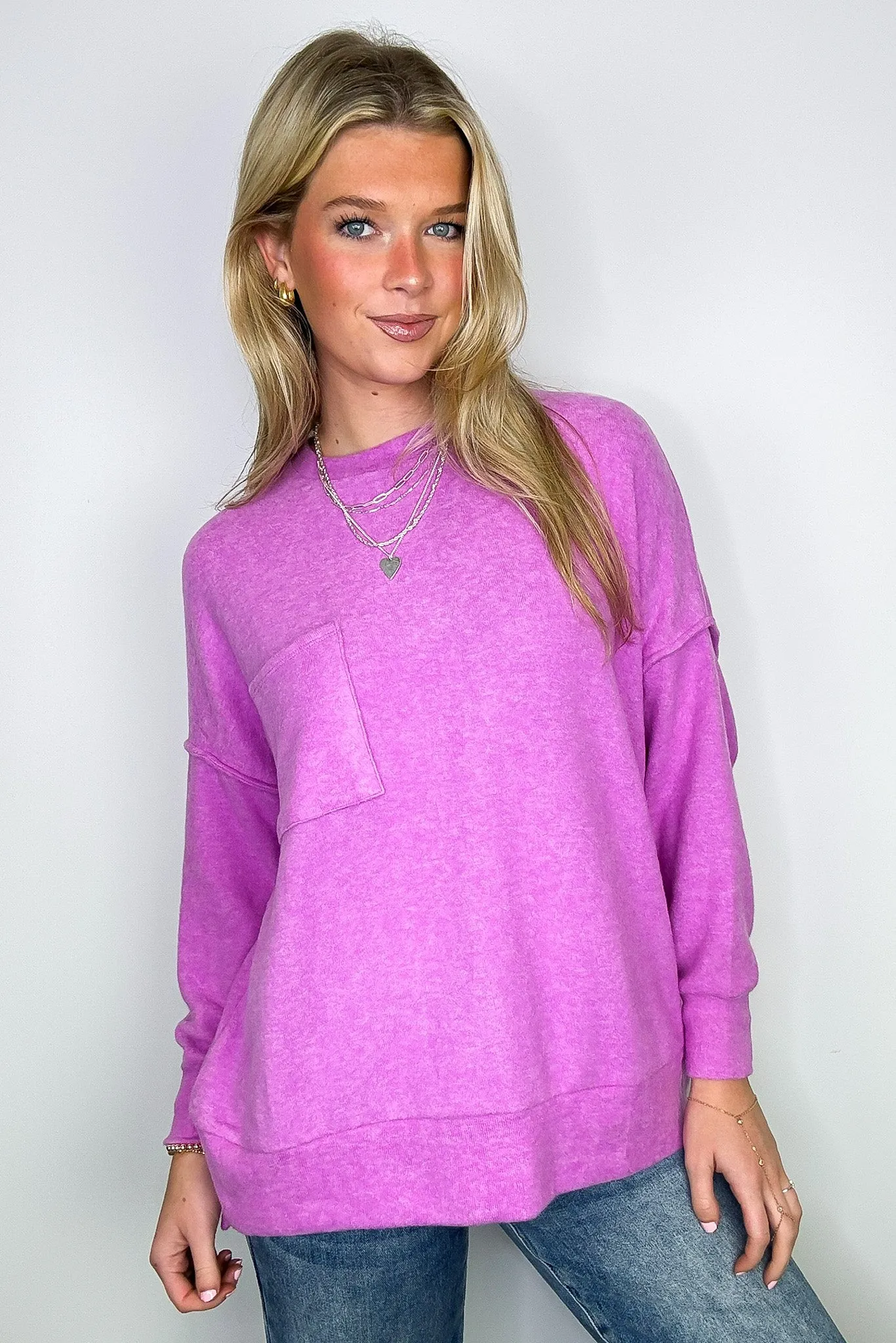 Noellie Brushed Melange Knit Pocket Pullover
