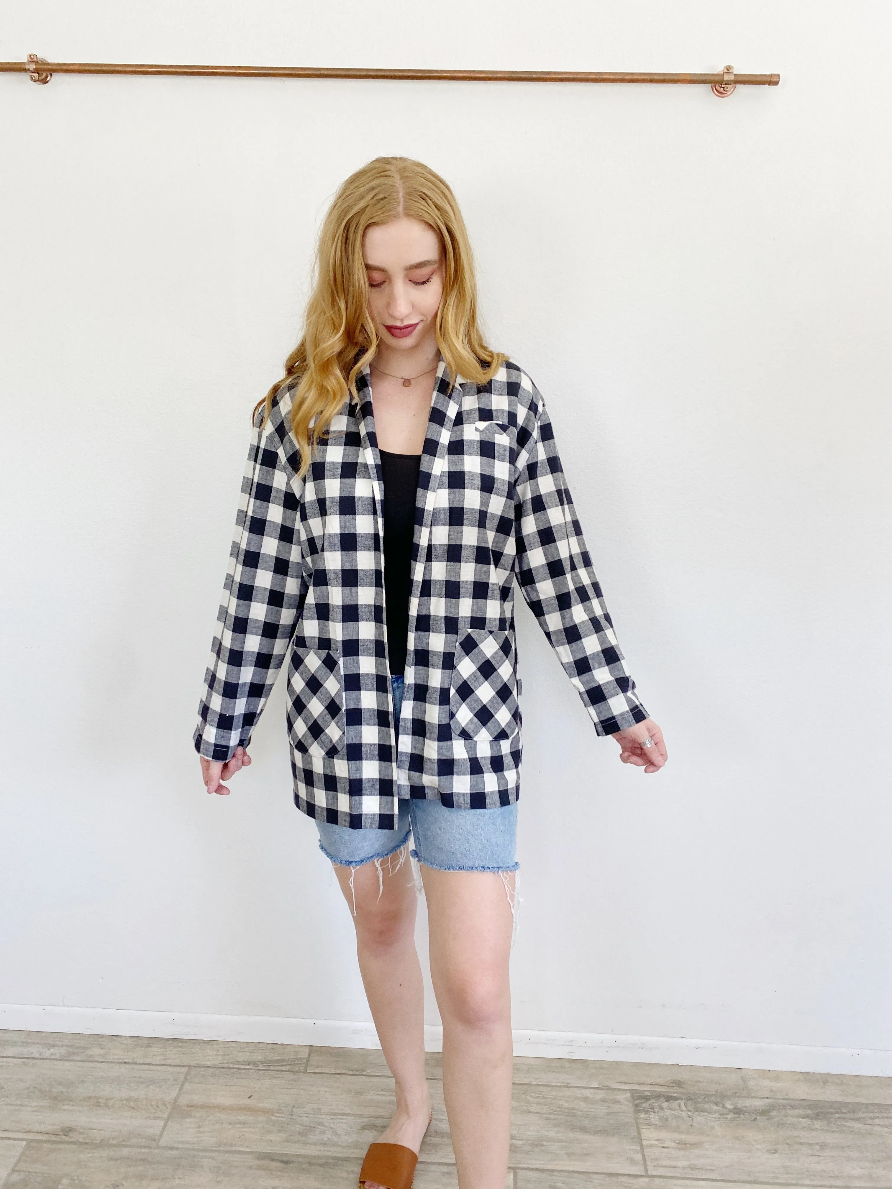 NORMA KAMALI Revolve Oversized Flannel Blazer Medium