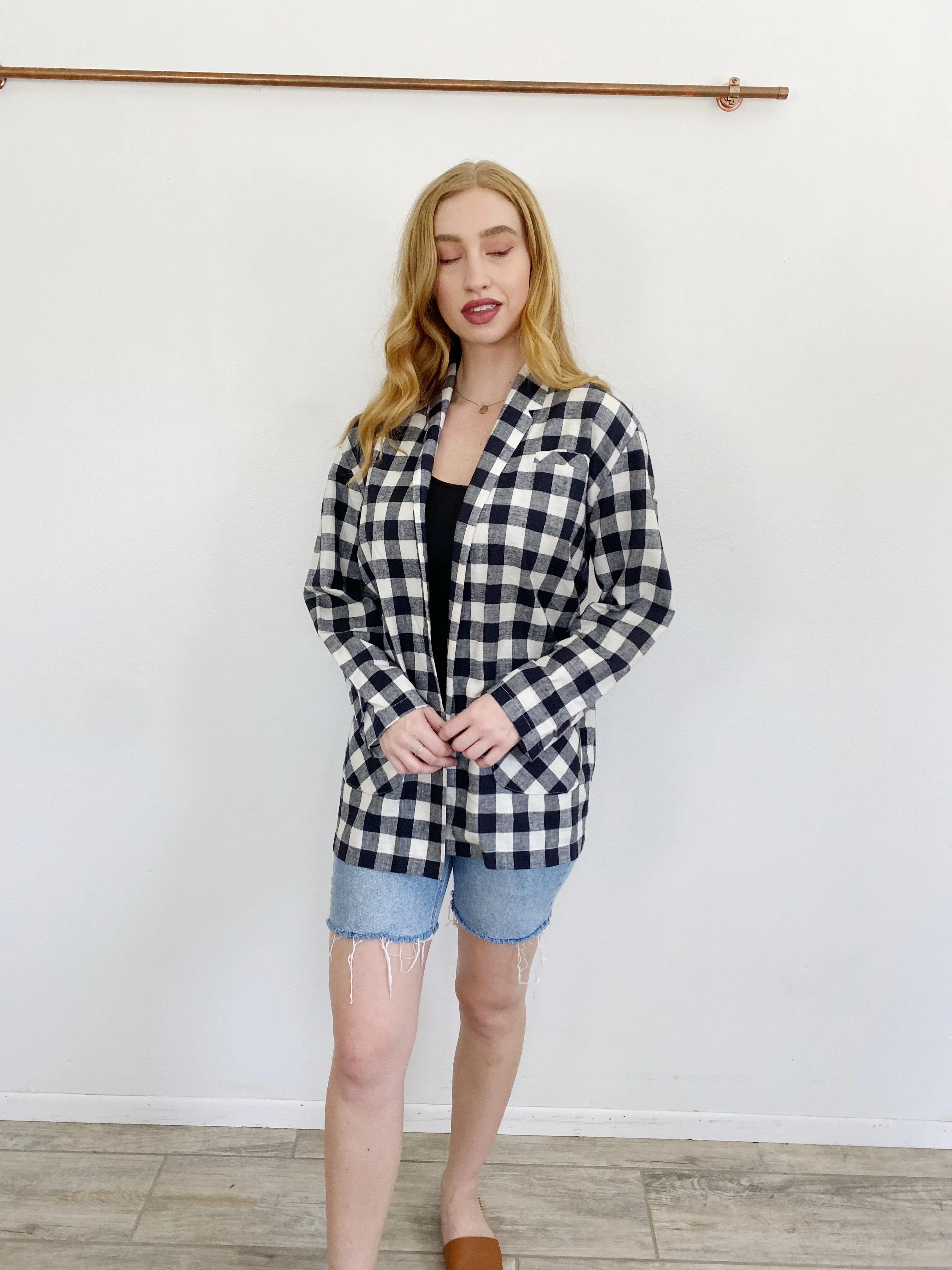 NORMA KAMALI Revolve Oversized Flannel Blazer Medium