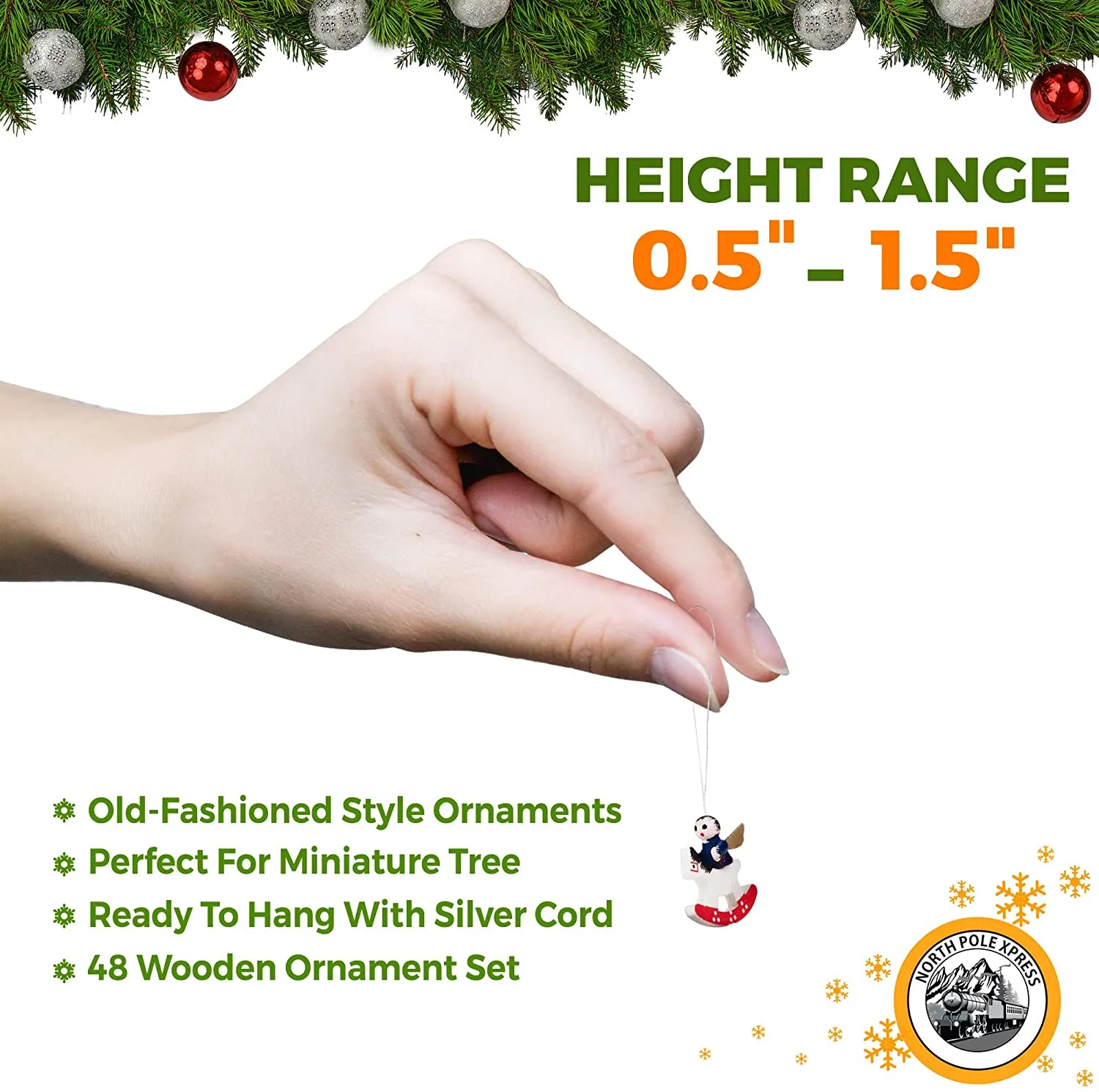 Old Fashion Wood Miniature Ornaments, Set of 24