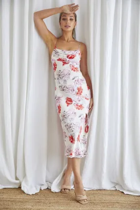 One and Only Collection Floral Midi Cowl Neck Slip Dress