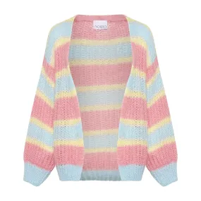 Pacific Knit Cardigan - Light Blue/Rose Mix