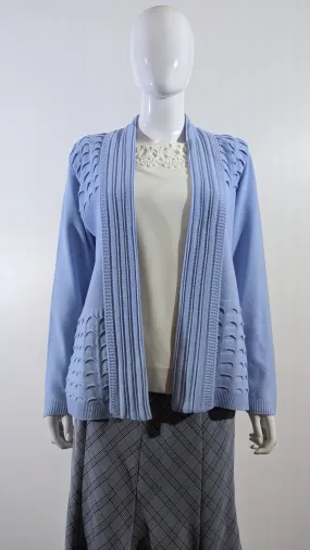 Pale Blue Scallop Edge Open Cardigan