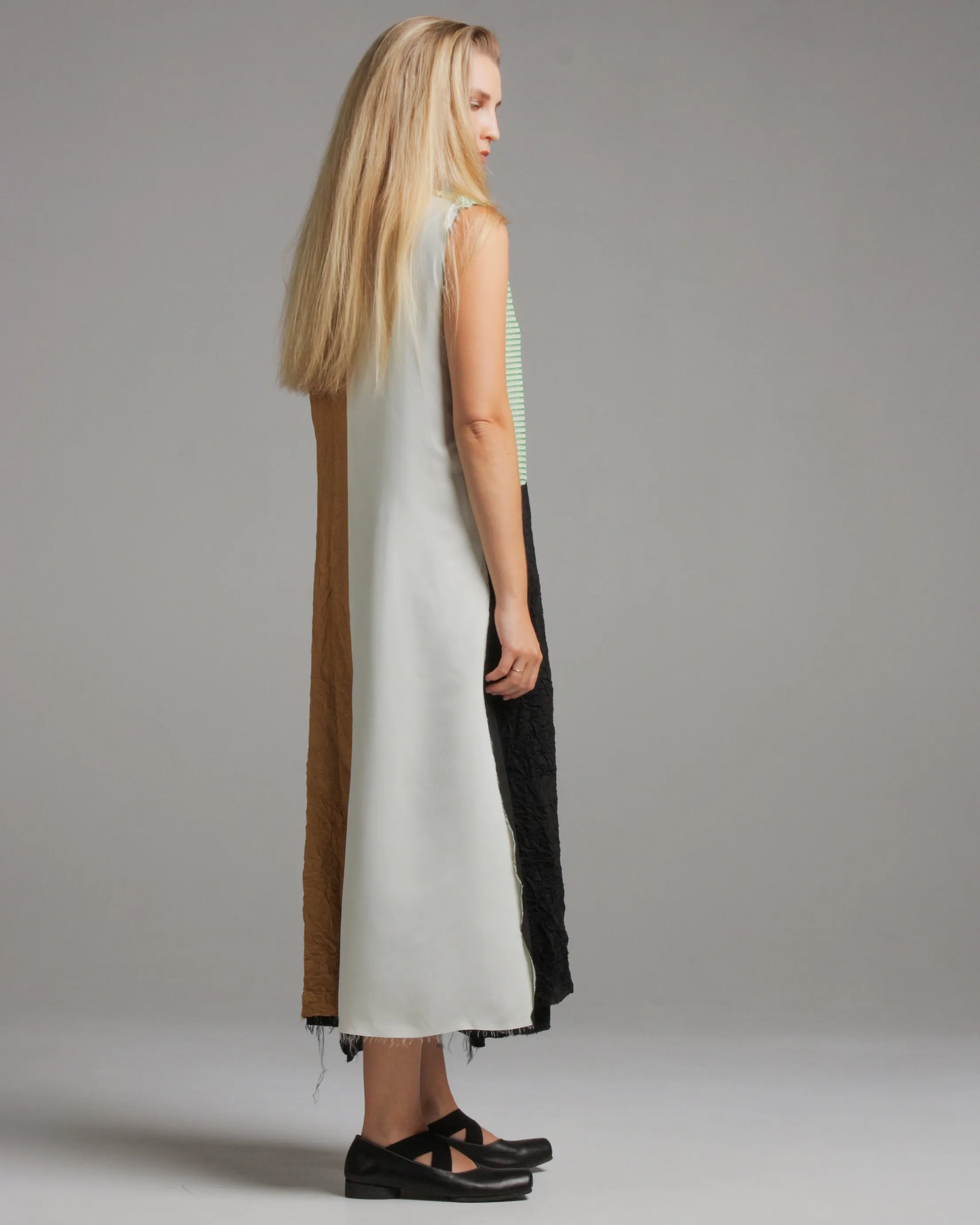 Patchwork Relaxed Sleeveless Dress